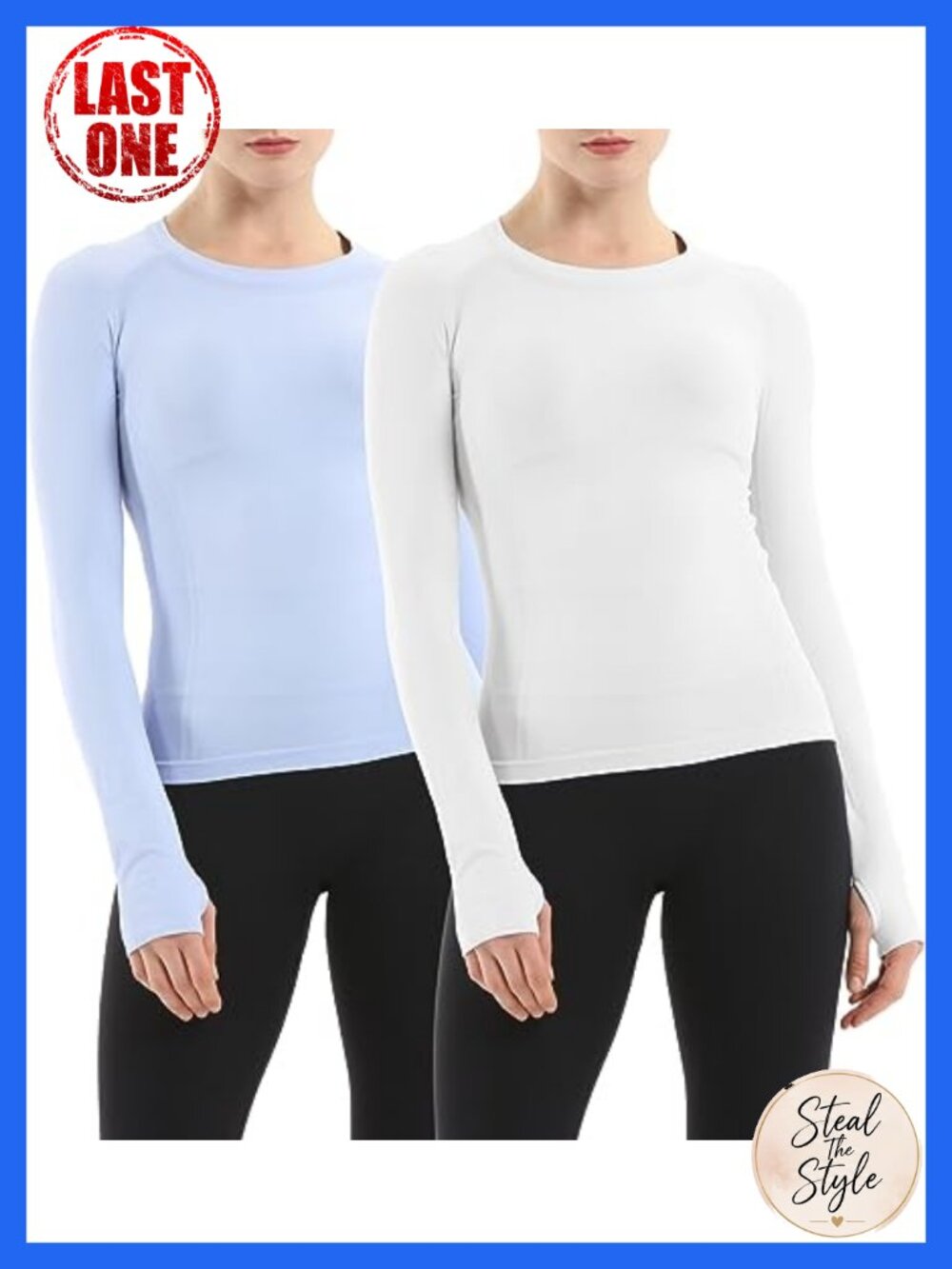 Seamless Long Sleeve Workout Tops for Women 2 Pack Thumb Holes Athletic Gym Yoga